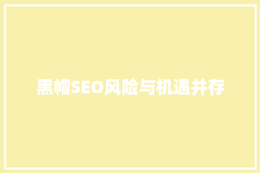 黑帽SEO风险与机遇并存 GoogleSEO