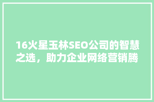 16火星玉林SEO公司的智慧之选，助力企业网络营销腾飞 搜狗SEO