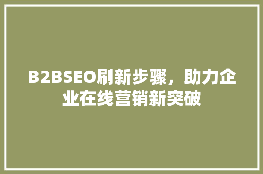 B2BSEO刷新步骤，助力企业在线营销新突破 百度SEO