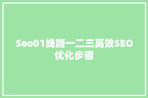 Seo01线路一二三高效SEO优化步骤 必应SEO