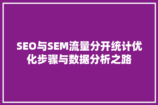 SEO与SEM流量分开统计优化步骤与数据分析之路