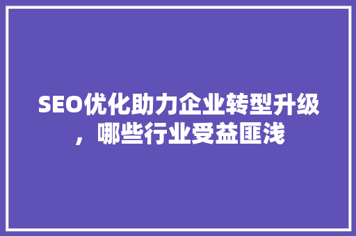 SEO优化助力企业转型升级，哪些行业受益匪浅