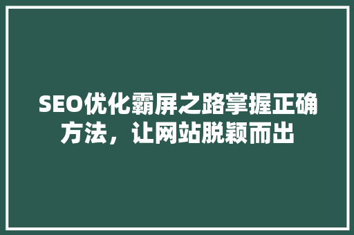 SEO优化霸屏之路掌握正确方法，让网站脱颖而出