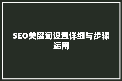 SEO关键词设置详细与步骤运用 GoogleSEO