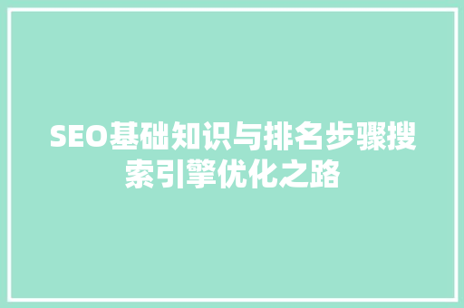 SEO基础知识与排名步骤搜索引擎优化之路