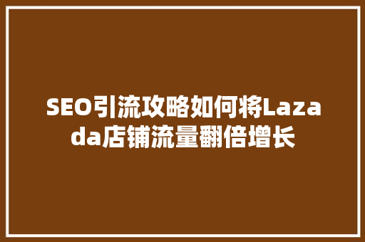 SEO引流攻略如何将Lazada店铺流量翻倍增长 必应SEO
