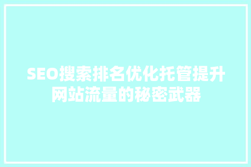 SEO搜索排名优化托管提升网站流量的秘密武器 必应SEO