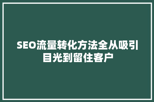 SEO流量转化方法全从吸引目光到留住客户 GoogleSEO