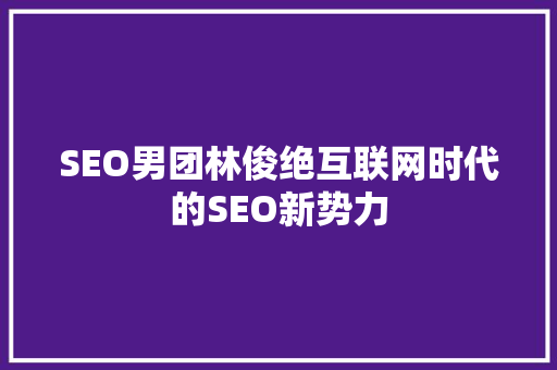 SEO男团林俊绝互联网时代的SEO新势力 百度SEO