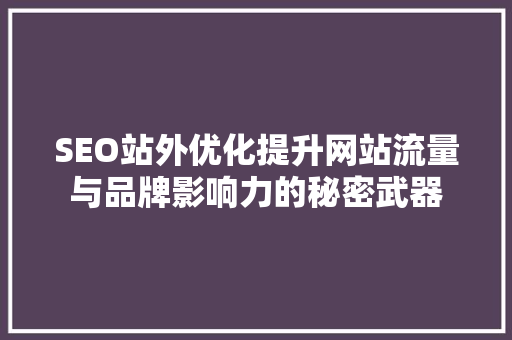 SEO站外优化提升网站流量与品牌影响力的秘密武器 神马SEO