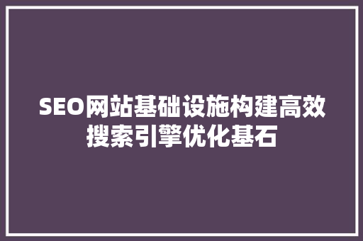SEO网站基础设施构建高效搜索引擎优化基石 必应SEO