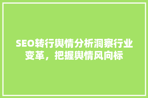SEO转行舆情分析洞察行业变革，把握舆情风向标 GoogleSEO