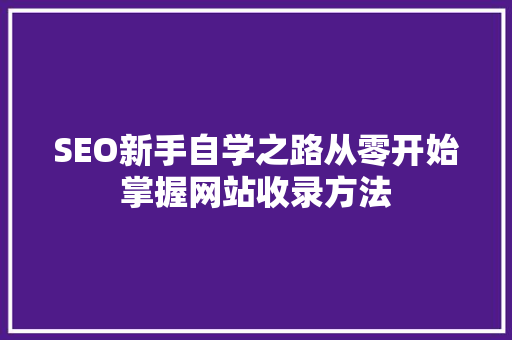 SEO新手自学之路从零开始掌握网站收录方法 必应SEO