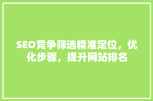 SEO竞争筛选精准定位，优化步骤，提升网站排名 必应SEO