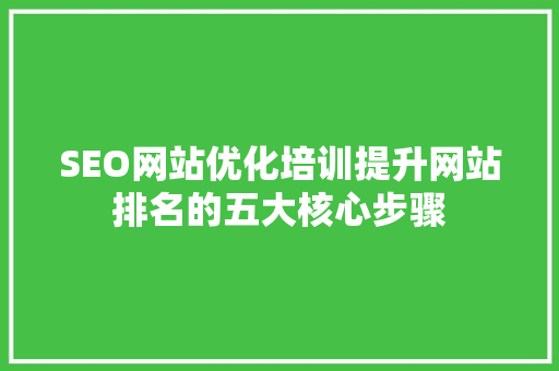 SEO网站优化培训提升网站排名的五大核心步骤 GoogleSEO
