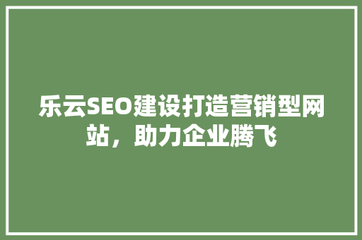 乐云SEO建设打造营销型网站，助力企业腾飞 GoogleSEO
