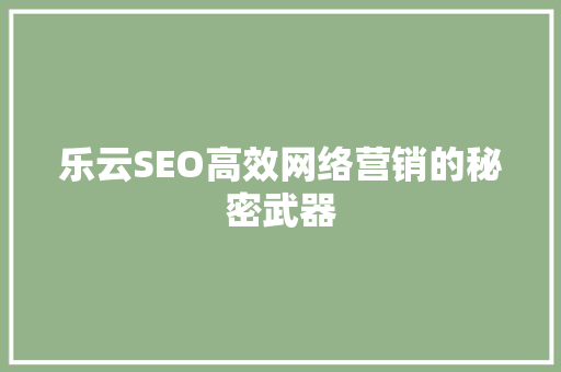 乐云SEO高效网络营销的秘密武器