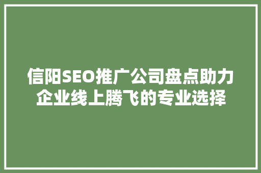 信阳SEO推广公司盘点助力企业线上腾飞的专业选择