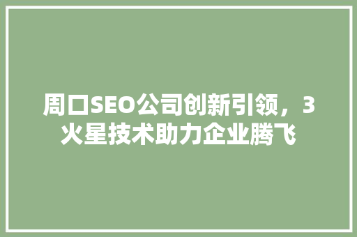 周口SEO公司创新引领，3火星技术助力企业腾飞