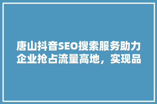 唐山抖音SEO搜索服务助力企业抢占流量高地，实现品牌价值飞跃 百度SEO