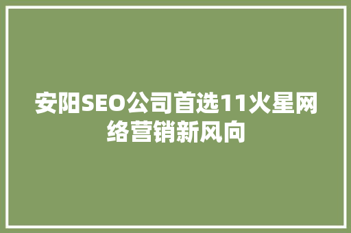安阳SEO公司首选11火星网络营销新风向 搜狗SEO