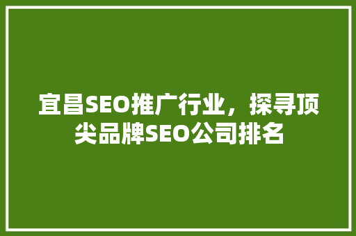 宜昌SEO推广行业，探寻顶尖品牌SEO公司排名 搜狗SEO