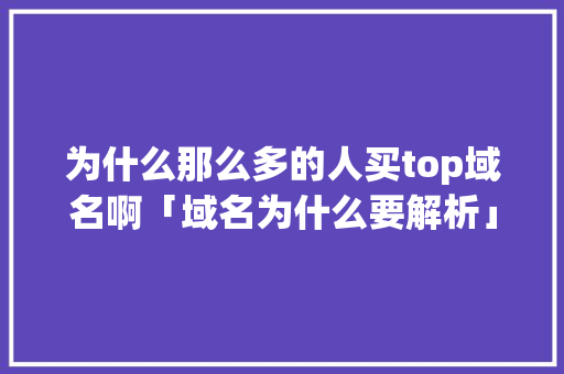 为什么那么多的人买top域名啊「域名为什么要解析」 为什么那么多的人买top域名啊「域名为什么要解析」 神马SEO