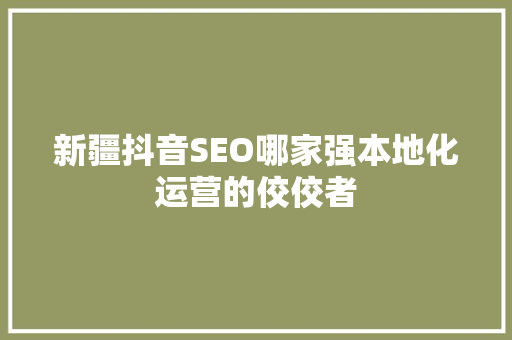 新疆抖音SEO哪家强本地化运营的佼佼者 搜狗SEO