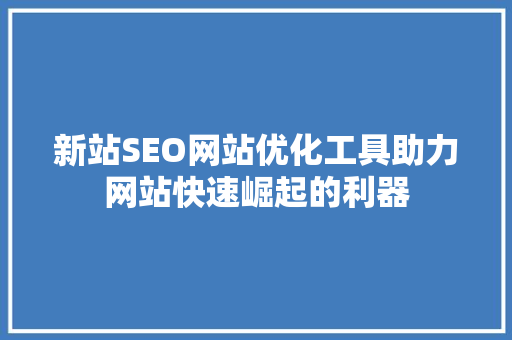 新站SEO网站优化工具助力网站快速崛起的利器 神马SEO