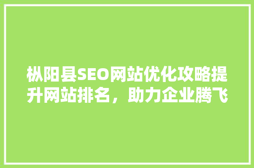 枞阳县SEO网站优化攻略提升网站排名，助力企业腾飞 神马SEO