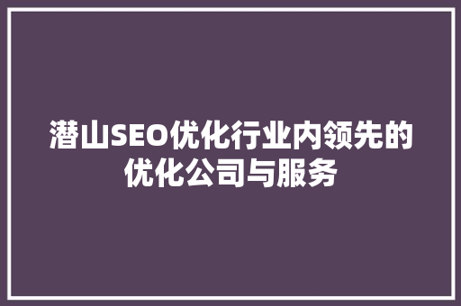 潜山SEO优化行业内领先的优化公司与服务 搜狗SEO