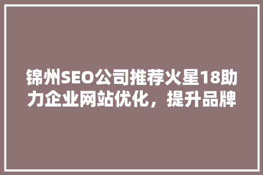锦州SEO公司推荐火星18助力企业网站优化，提升品牌影响力