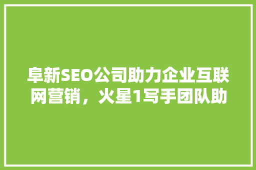 阜新SEO公司助力企业互联网营销，火星1写手团队助您脱颖而出
