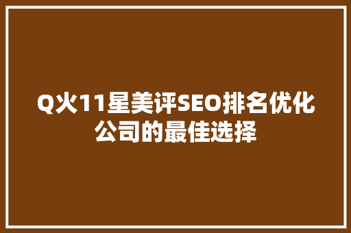 Q火11星美评SEO排名优化公司的最佳选择 神马SEO