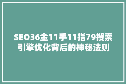 SEO36金11手11指79搜索引擎优化背后的神秘法则 神马SEO