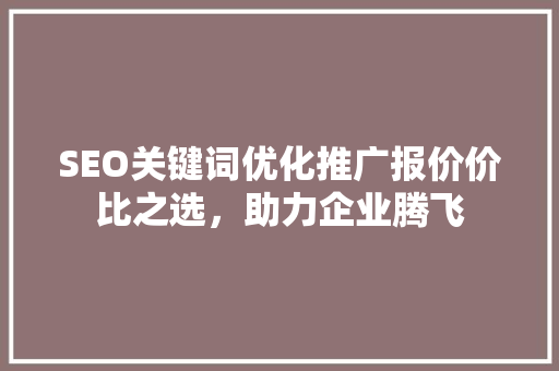 SEO关键词优化推广报价价比之选，助力企业腾飞 GoogleSEO