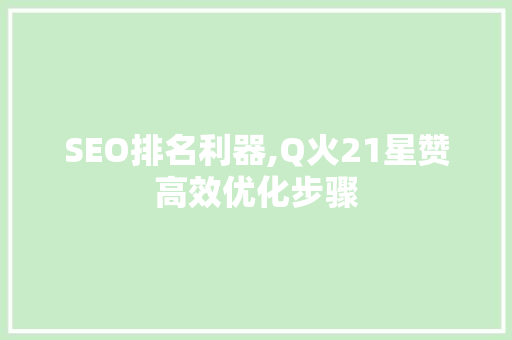 SEO排名利器,Q火21星赞高效优化步骤 GoogleSEO