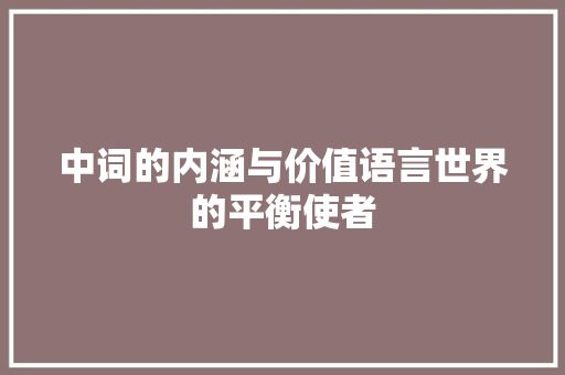 中词的内涵与价值语言世界的平衡使者 必应SEO