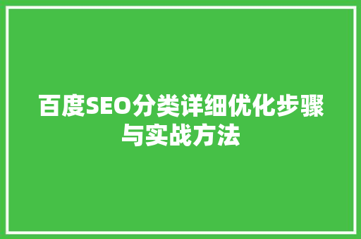 百度SEO分类详细优化步骤与实战方法 必应SEO