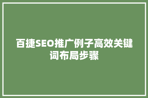 百捷SEO推广例子高效关键词布局步骤 百度SEO