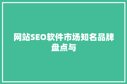 网站SEO软件市场知名品牌盘点与