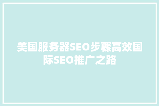 美国服务器SEO步骤高效国际SEO推广之路 GoogleSEO