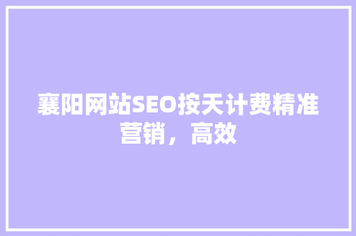 襄阳网站SEO按天计费精准营销，高效