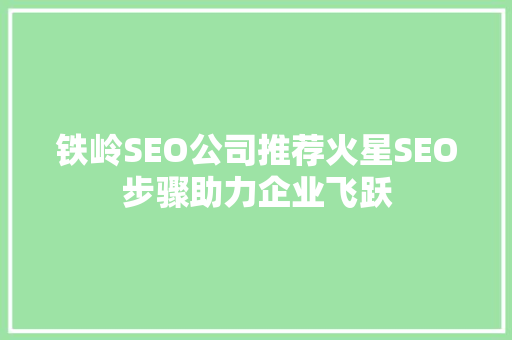 铁岭SEO公司推荐火星SEO步骤助力企业飞跃 必应SEO