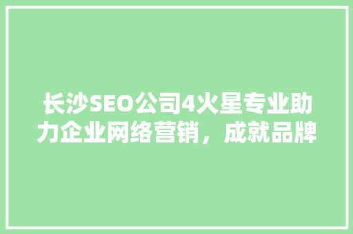 长沙SEO公司4火星专业助力企业网络营销，成就品牌辉煌 神马SEO