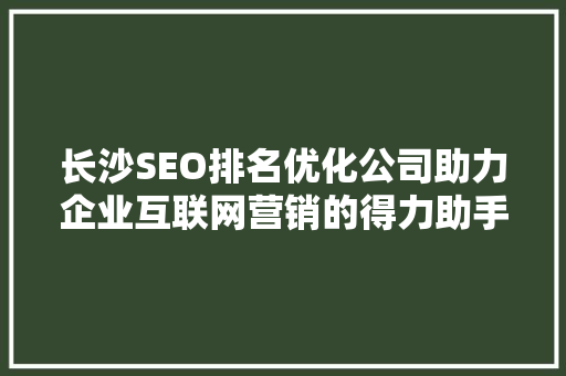 长沙SEO排名优化公司助力企业互联网营销的得力助手 搜狗SEO