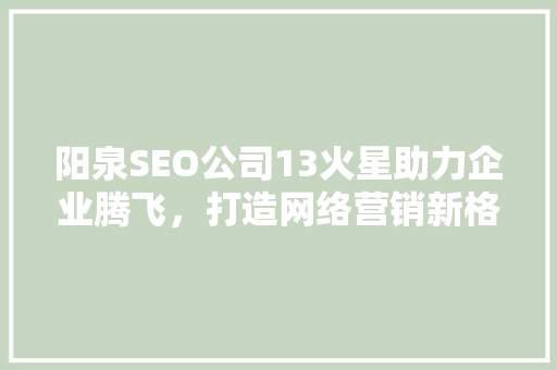 阳泉SEO公司13火星助力企业腾飞，打造网络营销新格局 百度SEO