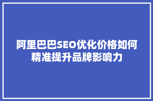 阿里巴巴SEO优化价格如何精准提升品牌影响力 GoogleSEO