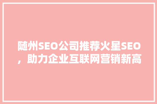 随州SEO公司推荐火星SEO，助力企业互联网营销新高度 GoogleSEO