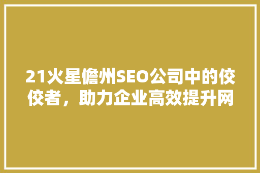 21火星儋州SEO公司中的佼佼者，助力企业高效提升网络知名度 搜狗SEO